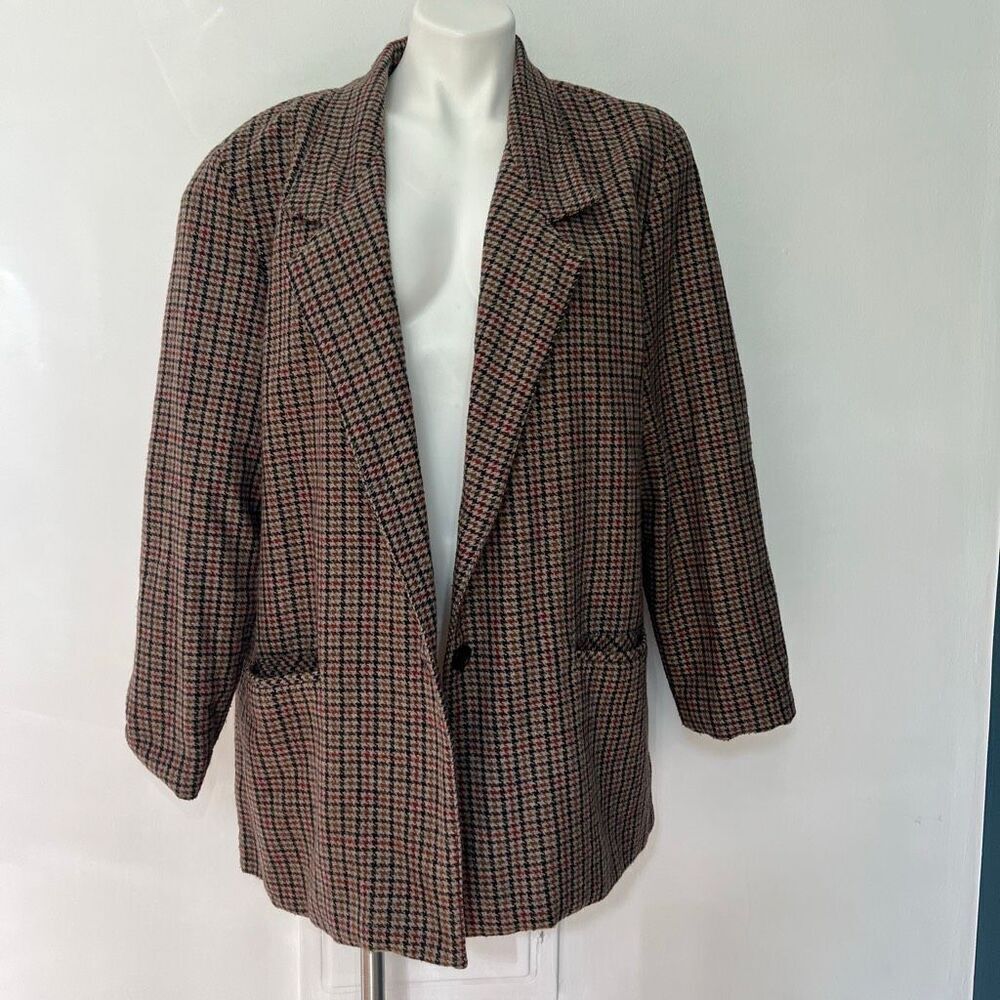 Requirements Vintage plaid wool oversized blazer